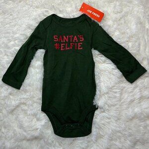 NWT NEW JOE FRESH BABY GREEN SANTA'S ELFIE BODYSUIT SZ 3-6M